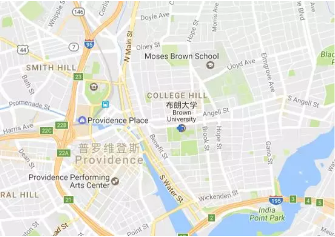 布朗大学位置，位于美国罗德岛州的首府普罗维登斯市