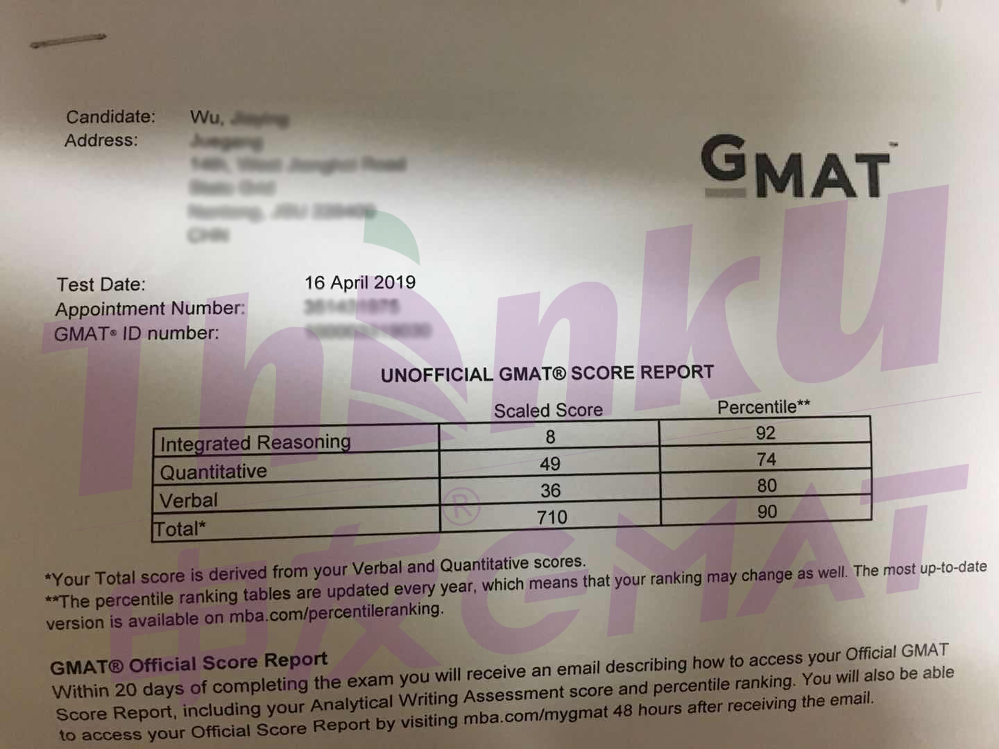 4月16日GMAT经典强化方法课学员张同学，GMAT一战出分710.jpg